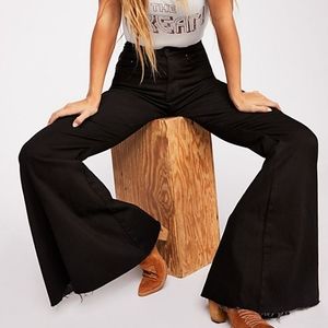 Free people crvy super high rise lace up flare